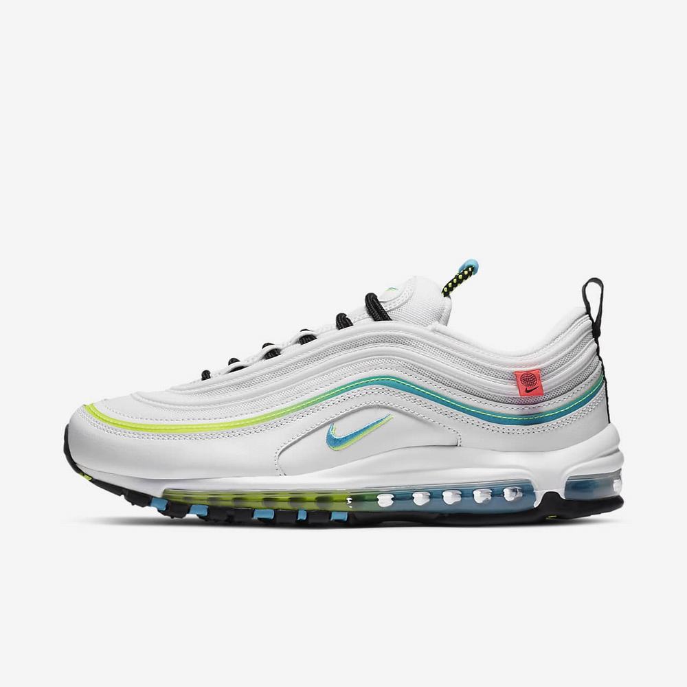 Sneakers Nike Air Max 97 SE Blanche 3269-074 White/Volt/Black/Blue Fury Homme | MOQ-52602343